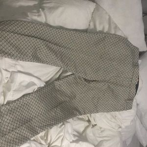 Tory Burch cream navy metallic scalloped pants